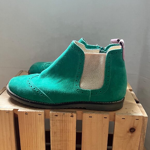 Boden Size 37 US 6 Emerald Green Suede Leather Side Zipper Chelsea Ankle Boots - Picture 11 of 13